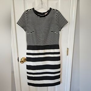 LOFT Black and White Striped Mini Dress Size 4